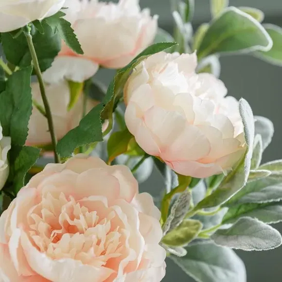 Artificial Peony Rose Bouquet - White, Ceramic