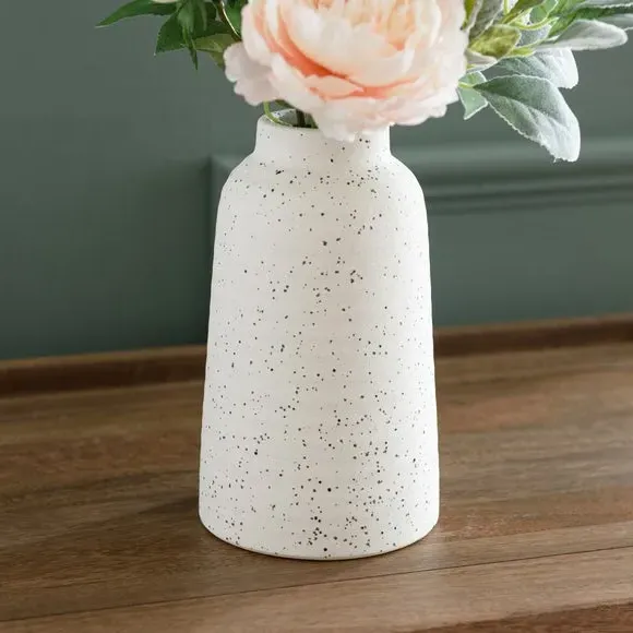 Artificial Peony Rose Bouquet - White, Ceramic