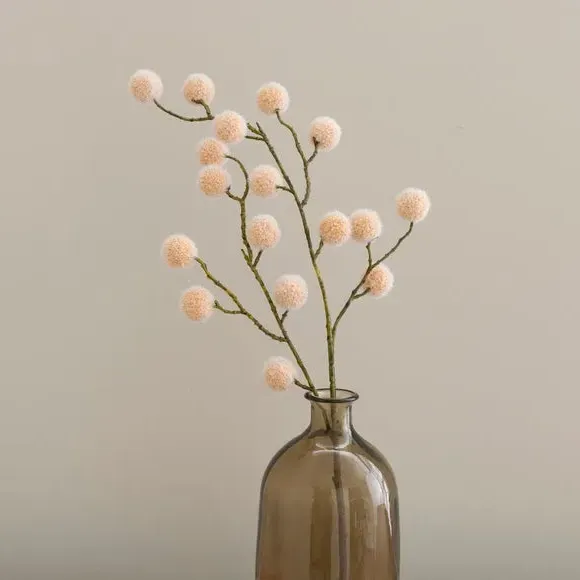 Artificial Pompom Stem - White