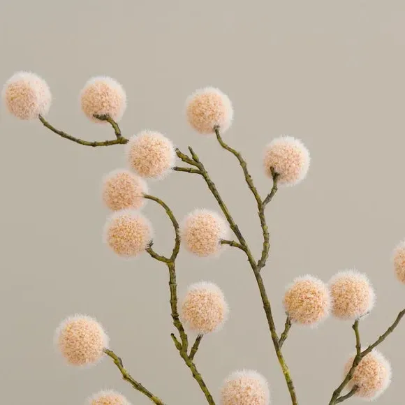 Artificial Pompom Stem - White