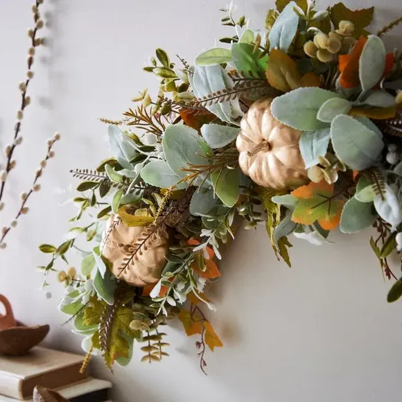 Artificial Pumpkin Wall Garland - Gold