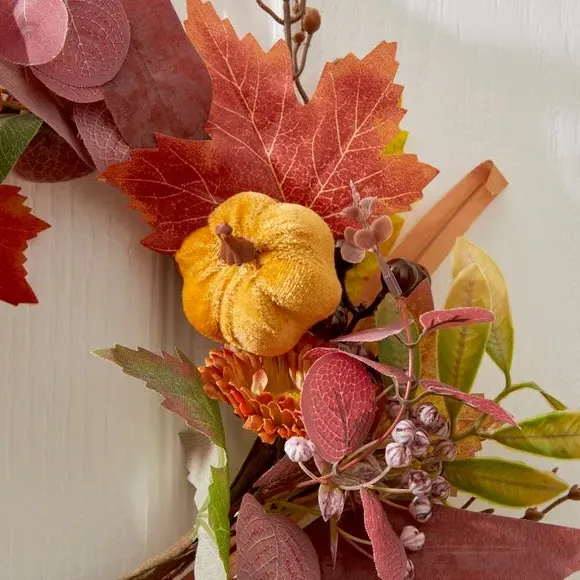 Artificial Pumpkin Wreath - Orange