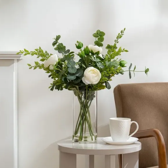 Artificial Ranunculus Bouquet - Green, Glass image