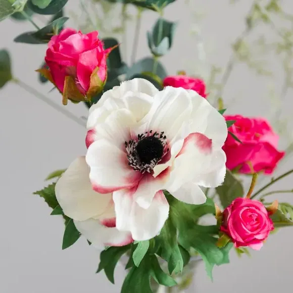 Artificial Rose & Anemone Bouquet - Pink