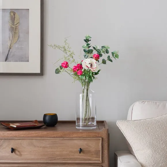 Artificial Rose & Anemone Bouquet - Pink image