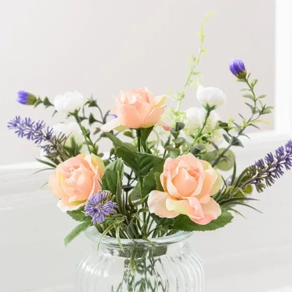 Artificial Rose Bouquet in Vase - Multicolor