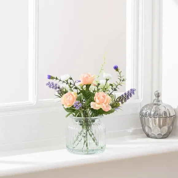 Artificial Rose Bouquet in Vase - Multicolor image