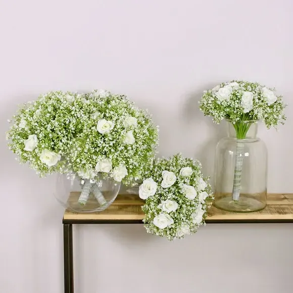 Artificial Rose Bouquet - Off-White, Silk