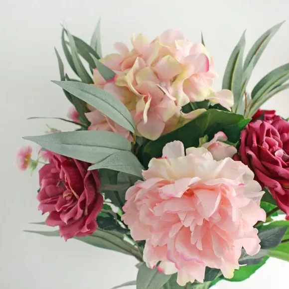 Artificial Rose Bouquet - Pink, Mixed Flowers