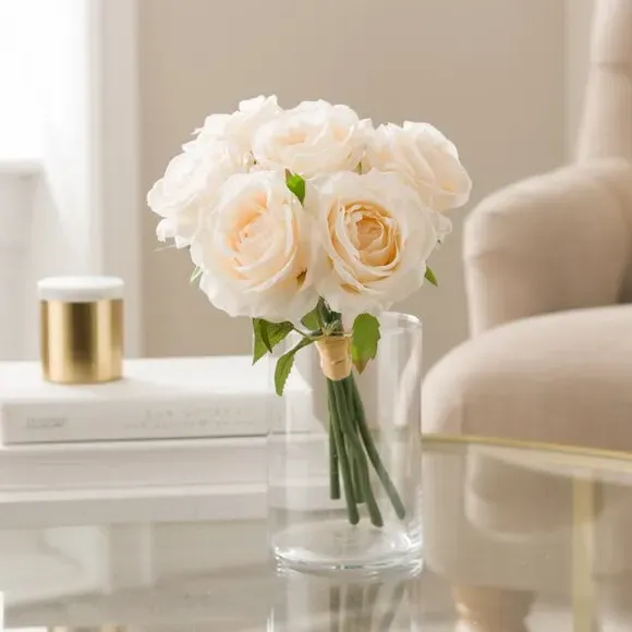 Artificial Rose Bundle - Cream, Plastic