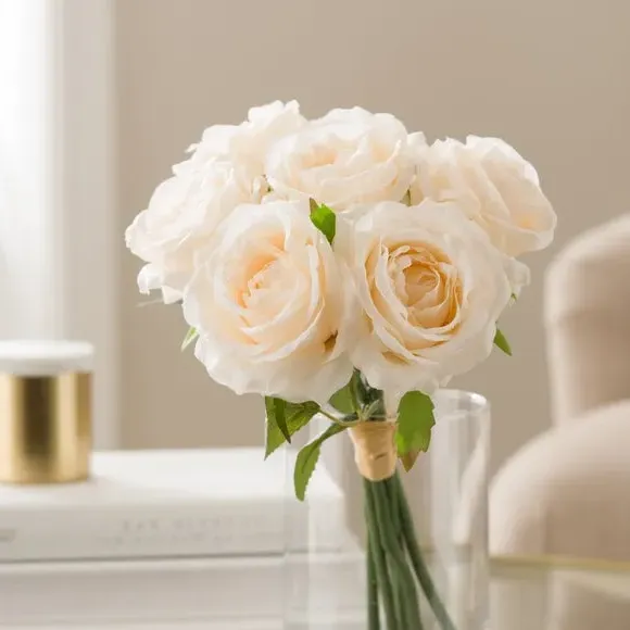 Artificial Rose Bundle - Cream, Plastic