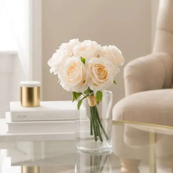 Artificial Rose Bundle - Cream, Plastic image