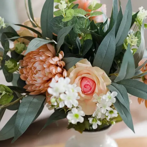 Artificial Rose & Chrysanthemum Bouquet - Orange