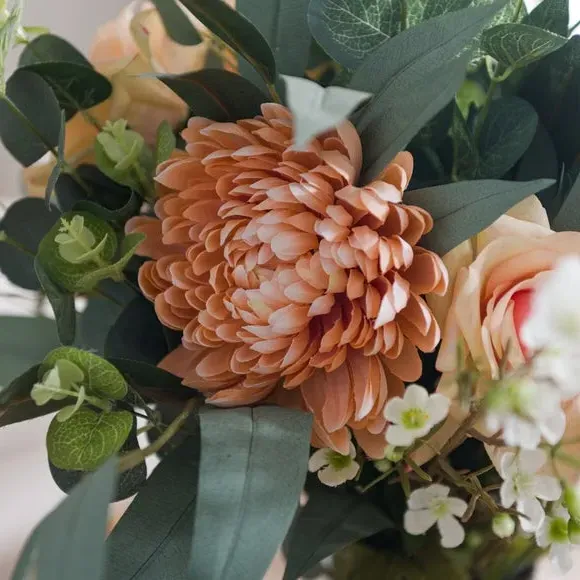 Artificial Rose & Chrysanthemum Bouquet - Orange