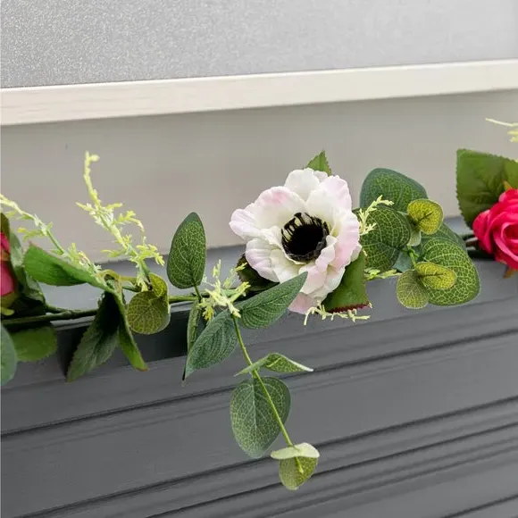 Artificial Rose Garland - Pink White, Fabric