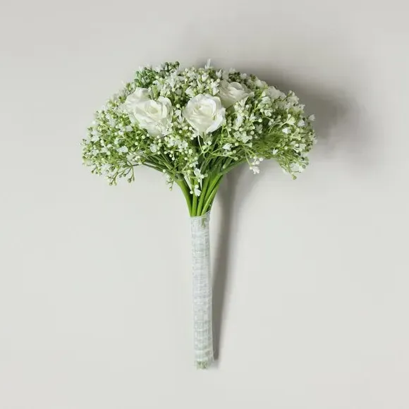 Artificial Rose & Gypsophila Stems - Cream