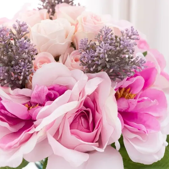 Artificial Rose Peony Bouquet - Pink, Silk