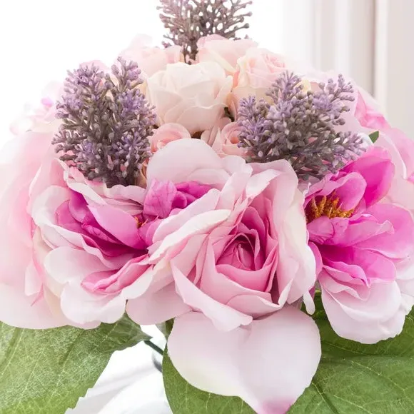 Artificial Rose Peony Bouquet - Pink, Silk