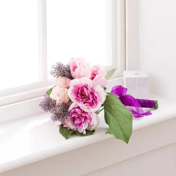 Artificial Rose Peony Bouquet - Pink, Silk
