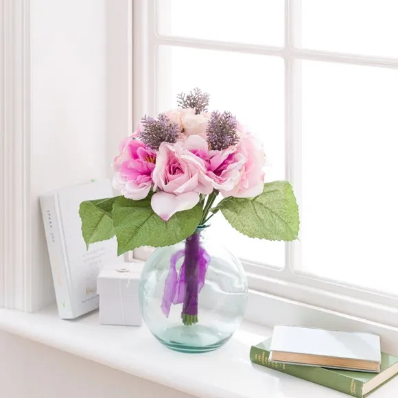 Artificial Rose Peony Bouquet - Pink, Silk image