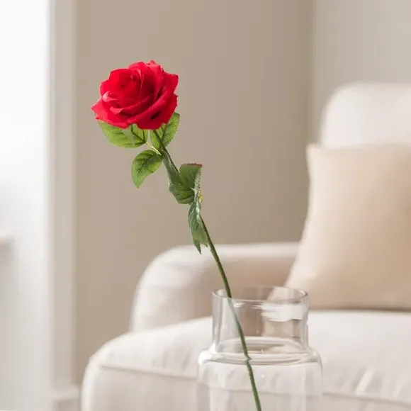 Artificial Rose Stem - Red, Plastic