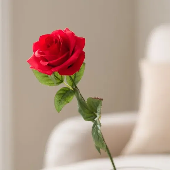 Artificial Rose Stem - Red, Plastic