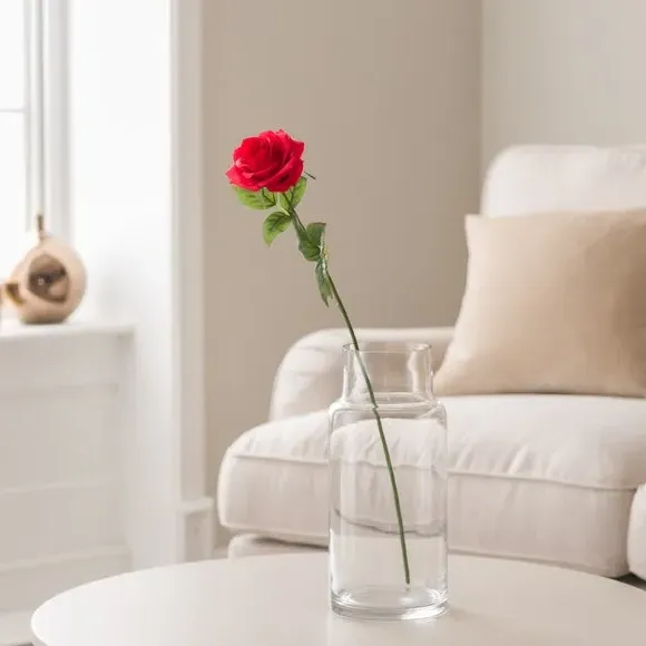 Artificial Rose Stem - Red, Plastic image