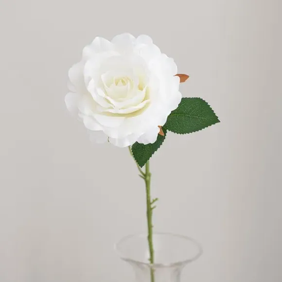 Artificial Rose Stem - White