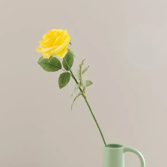 Artificial Rose Stem - Yellow, Plastic