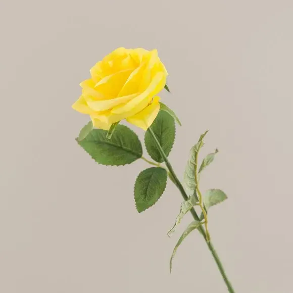 Artificial Rose Stem - Yellow, Plastic