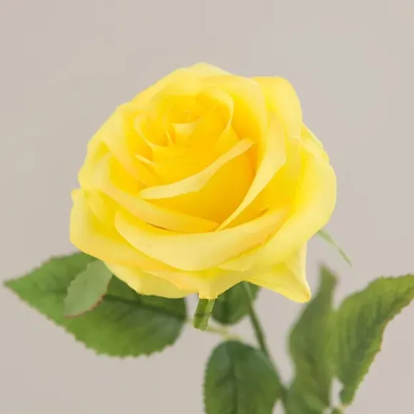 Artificial Rose Stem - Yellow, Plastic