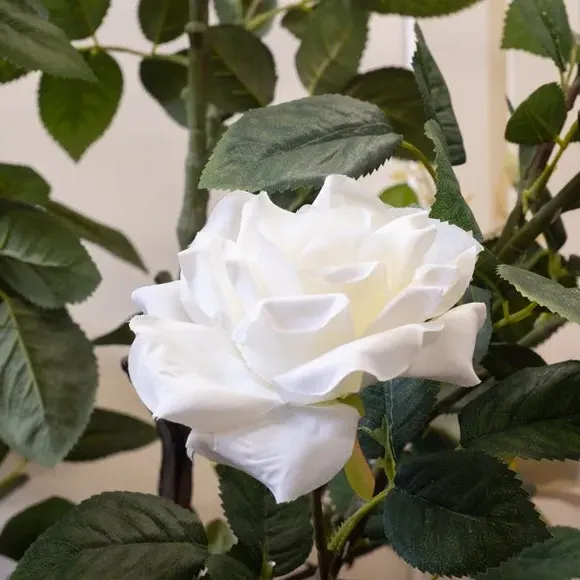 Artificial Rose Tree - White, Plastic