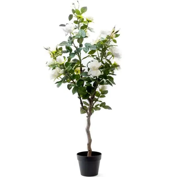 Artificial Rose Tree - White, Plastic