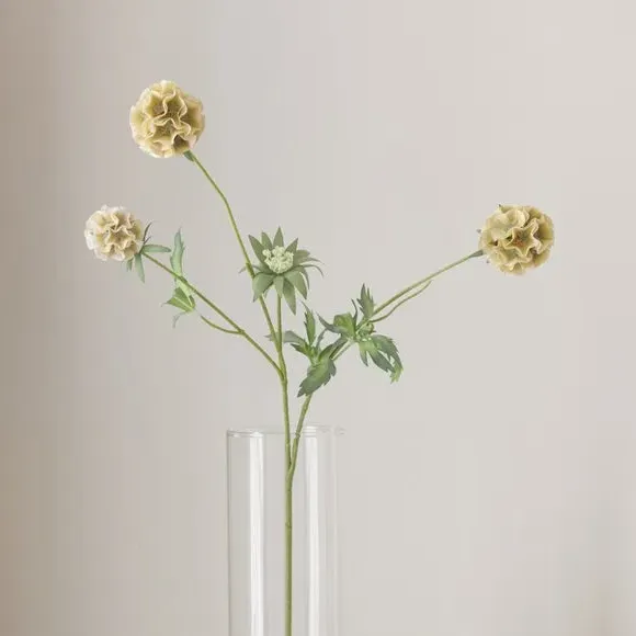 Artificial Scabiosa Stem - Green, Plastic