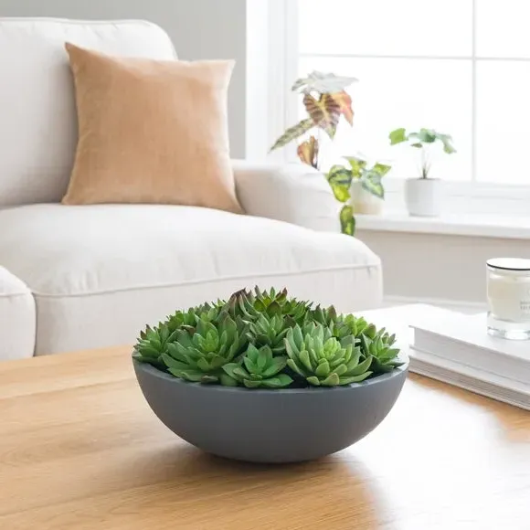 Artificial Succulent Arrangement - Grey, Cement image