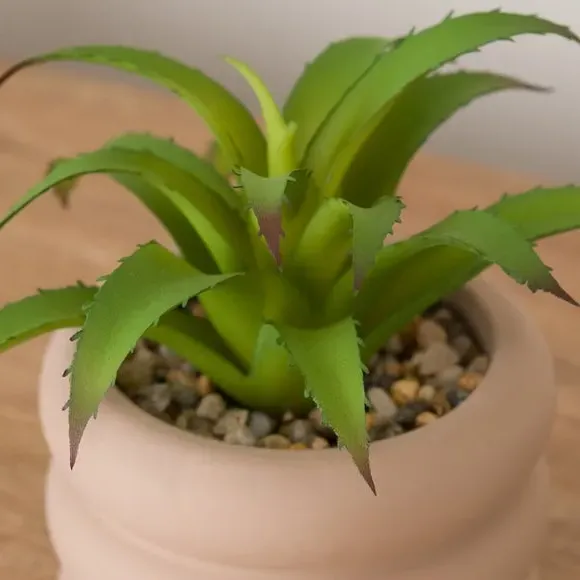 Artificial Succulent in Ridged Pot - Taupe