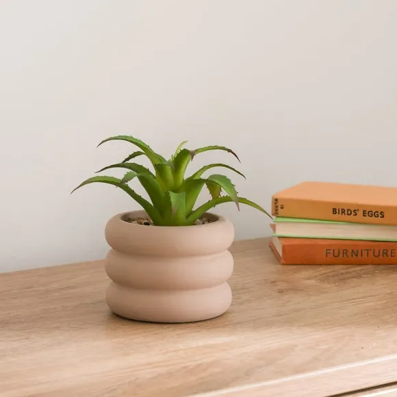 Artificial Succulent in Ridged Pot - Taupe image
