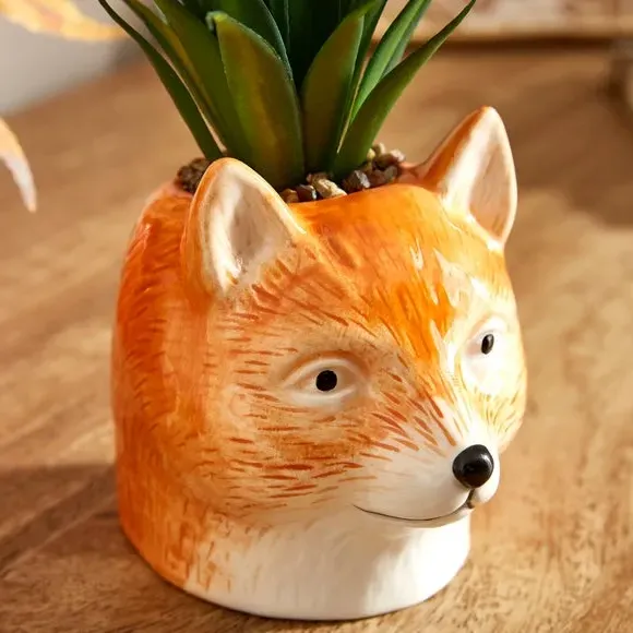 Artificial Succulent Plant - Orange, Ceramic