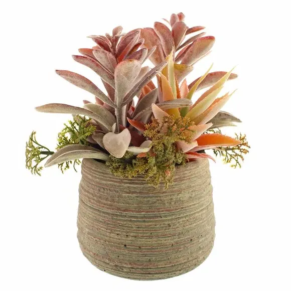 Artificial Succulent Plant - Pink, Natural Pot