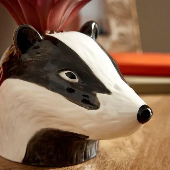 Artificial Succulent Plant Pot - Badger, Ceramic