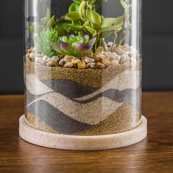Artificial Succulent Terrarium - Green, Glass