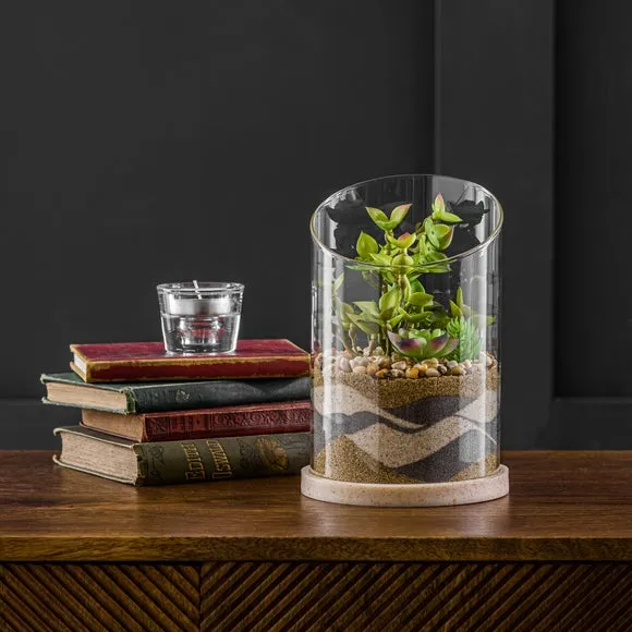 Artificial Succulent Terrarium - Green, Glass image
