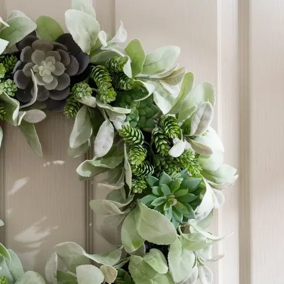 Artificial Succulent Wreath - Green