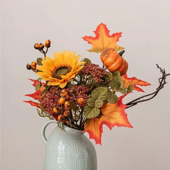 Artificial Sunflower Bouquet - Orange, Ceramic