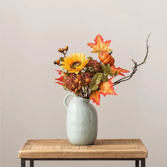 Artificial Sunflower Bouquet - Orange, Ceramic