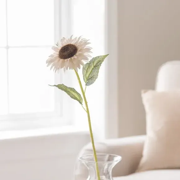 Artificial Sunflower Stem - Cream, Plastic