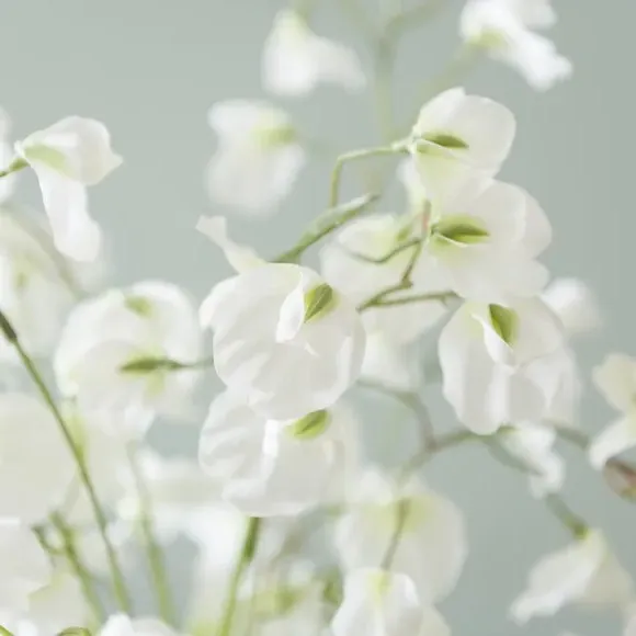 Artificial Sweetpea Arrangement - White, Ceramic