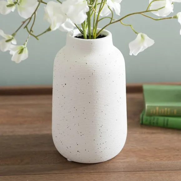 Artificial Sweetpea Arrangement - White, Ceramic