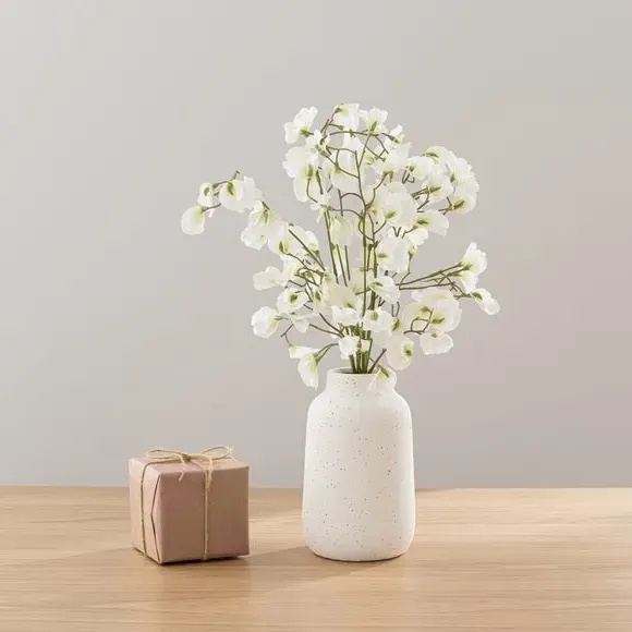 Artificial Sweetpea Bouquet & Candle Gift Set