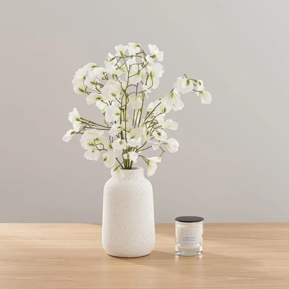 Artificial Sweetpea Bouquet & Candle Gift Set image